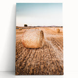 Farmhouse Wall Art of Hay Bales in Field – Rustic Country Style Decor