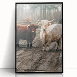 Farmhouse Wall Art – Rustic Highland Cows in Nature – Country Style Decor
