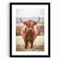 Farmhouse Wall Art – Rustic Highland Cow Portrait – Country Style Decor