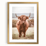 Farmhouse Wall Art – Rustic Highland Cow Portrait – Country Style Decor