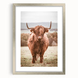 Farmhouse Wall Art – Rustic Highland Cow Portrait – Country Style Decor