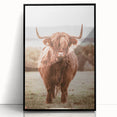 Farmhouse Wall Art – Rustic Highland Cow Portrait – Country Style Decor