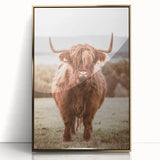 Farmhouse Wall Art – Rustic Highland Cow Portrait – Country Style Decor