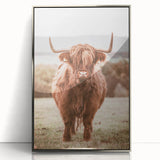 Farmhouse Wall Art – Rustic Highland Cow Portrait – Country Style Decor