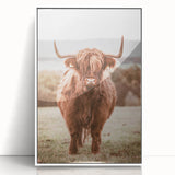 Farmhouse Wall Art – Rustic Highland Cow Portrait – Country Style Decor