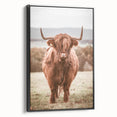 Farmhouse Wall Art – Rustic Highland Cow Portrait – Country Style Decor
