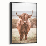 Farmhouse Wall Art – Rustic Highland Cow Portrait – Country Style Decor