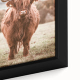 Farmhouse Wall Art – Rustic Highland Cow Portrait – Country Style Decor