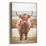 Farmhouse Wall Art – Rustic Highland Cow Portrait – Country Style Decor