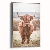 Farmhouse Wall Art – Rustic Highland Cow Portrait – Country Style Decor