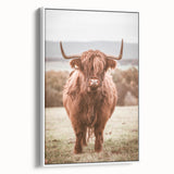 Farmhouse Wall Art – Rustic Highland Cow Portrait – Country Style Decor