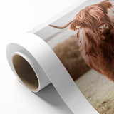 Farmhouse Wall Art – Rustic Highland Cow Portrait – Country Style Decor