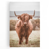 Farmhouse Wall Art – Rustic Highland Cow Portrait – Country Style Decor