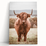 Farmhouse Wall Art – Rustic Highland Cow Portrait – Country Style Decor