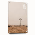 Farmhouse Wall Art – Windmill and Cattle in Field – Rustic Country Decor