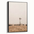 Farmhouse Wall Art – Windmill and Cattle in Field – Rustic Country Decor