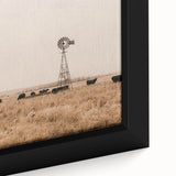 Farmhouse Wall Art – Windmill and Cattle in Field – Rustic Country Decor