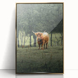 Farmhouse Wall Art – Highland Cow in Lush Field – Rustic Country Decor