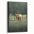 Farmhouse Wall Art – Highland Cow in Lush Field – Rustic Country Decor