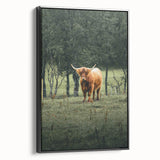 Farmhouse Wall Art – Highland Cow in Lush Field – Rustic Country Decor