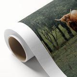 Farmhouse Wall Art – Highland Cow in Lush Field – Rustic Country Decor