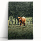 Farmhouse Wall Art – Highland Cow in Lush Field – Rustic Country Decor
