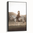 Farmhouse Wall Art – Cowboy on Horseback at Sunset – Rustic Country Decor