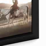Farmhouse Wall Art – Cowboy on Horseback at Sunset – Rustic Country Decor