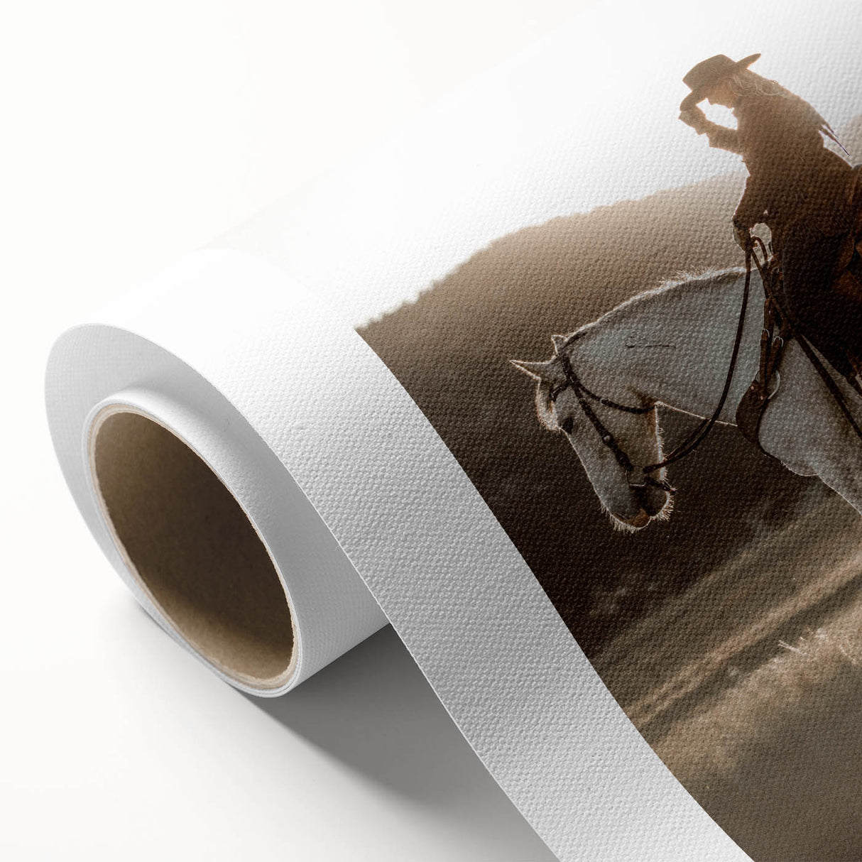 Farmhouse Wall Art – Cowboy on Horseback at Sunset – Rustic Country Decor