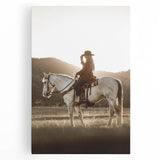 Farmhouse Wall Art – Cowboy on Horseback at Sunset – Rustic Country Decor