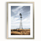 Farmhouse Wall Art – Rustic Windmill in Open Field – Country Style Decor
