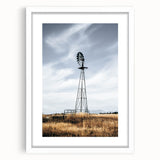 Farmhouse Wall Art – Rustic Windmill in Open Field – Country Style Decor