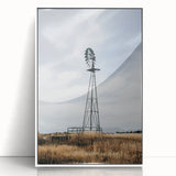 Farmhouse Wall Art – Rustic Windmill in Open Field – Country Style Decor