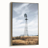 Farmhouse Wall Art – Rustic Windmill in Open Field – Country Style Decor