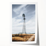 Farmhouse Wall Art – Rustic Windmill in Open Field – Country Style Decor
