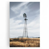 Farmhouse Wall Art – Rustic Windmill in Open Field – Country Style Decor