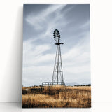 Farmhouse Wall Art – Rustic Windmill in Open Field – Country Style Decor