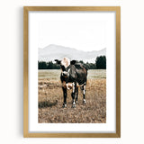 Majestic Cow in Pasture - Rustic Farmhouse Wall Art Print