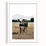 Majestic Cow in Pasture - Rustic Farmhouse Wall Art Print