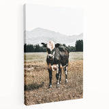 Majestic Cow in Pasture - Rustic Farmhouse Wall Art Print