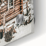 Snow-Covered Cabin Wall Art | Rustic Winter Farmhouse Style Decor