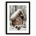 Snow-Covered Cabin Wall Art | Rustic Winter Farmhouse Style Decor
