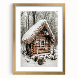 Snow-Covered Cabin Wall Art | Rustic Winter Farmhouse Style Decor
