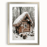 Snow-Covered Cabin Wall Art | Rustic Winter Farmhouse Style Decor