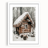 Snow-Covered Cabin Wall Art | Rustic Winter Farmhouse Style Decor