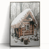 Snow-Covered Cabin Wall Art | Rustic Winter Farmhouse Style Decor