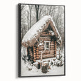 Snow-Covered Cabin Wall Art | Rustic Winter Farmhouse Style Decor