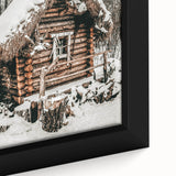 Snow-Covered Cabin Wall Art | Rustic Winter Farmhouse Style Decor