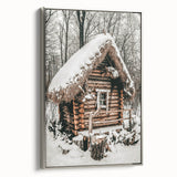 Snow-Covered Cabin Wall Art | Rustic Winter Farmhouse Style Decor