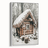 Snow-Covered Cabin Wall Art | Rustic Winter Farmhouse Style Decor